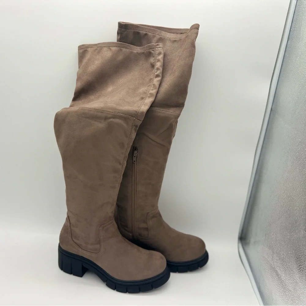 BC It’s My Life Dark Taupe Fashion Suede Boots Size 9